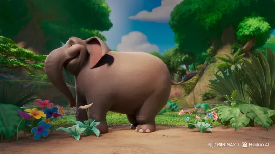 Ellie the Elephant Joyfully Stomps in a Vibrant Jungle – AI Generated Video | Hailuo AI