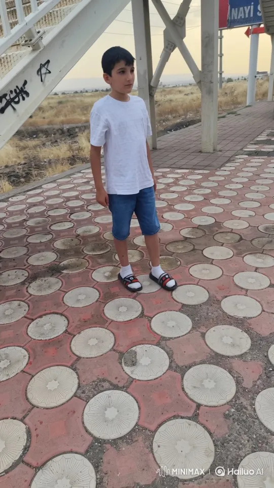Young Boy Observes Police Officers on Paved Platform – AI Generated Video | Hailuo AI