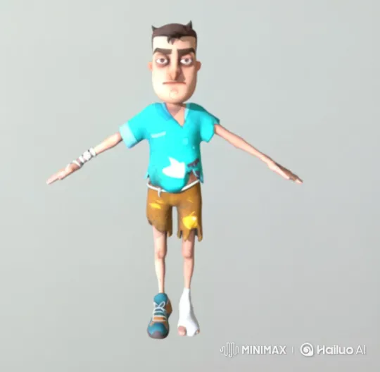 Disheveled 3D Character Enters Lively Casino at Night – AI Generated Video | Hailuo AI