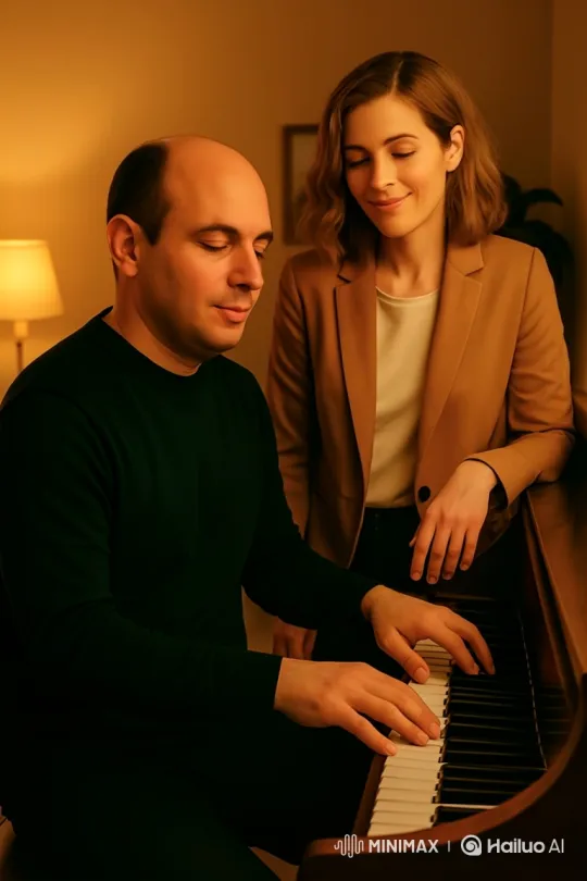Couple's Intimate Moment by the Piano – AI Generated Video | Hailuo AI