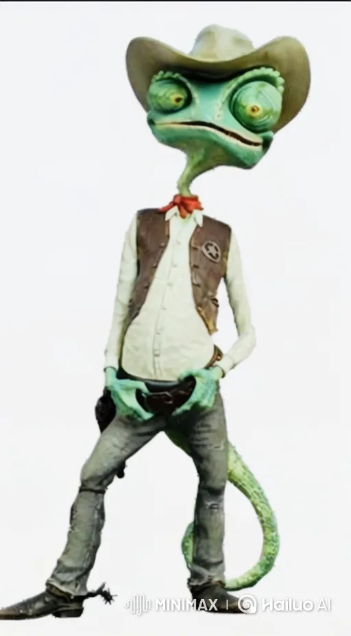 Rango and Uzi Doorman's Tense Standoff in the Desert – AI Generated Video | Hailuo AI