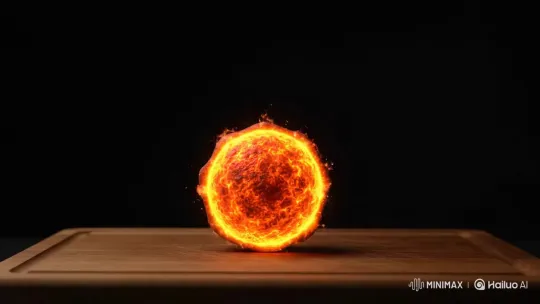 Sun's Eruption Mimicked by Cutting with Knife – AI Generated Video | Hailuo AI