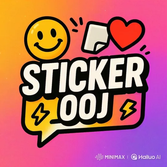 Dynamic Animation of 'STICKER_OOJ' Logo with Pulsing and Glitter Effects – AI Generated Video | Hailuo AI