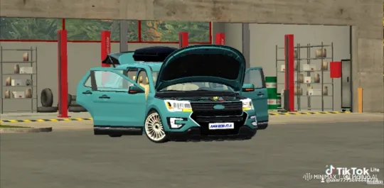 Children Washing a Teal SUV in a Garage – AI Generated Video | Hailuo AI
