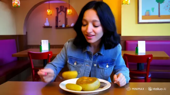 Woman Eaten by Gigantic Animated Potato in Restaurant – AI Generated Video | Hailuo AI