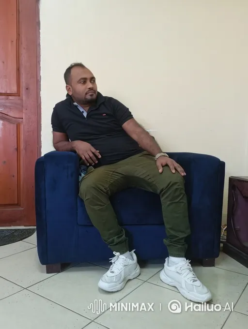 Man Surprised by Woman's Embrace in Armchair – AI Generated Video | Hailuo AI