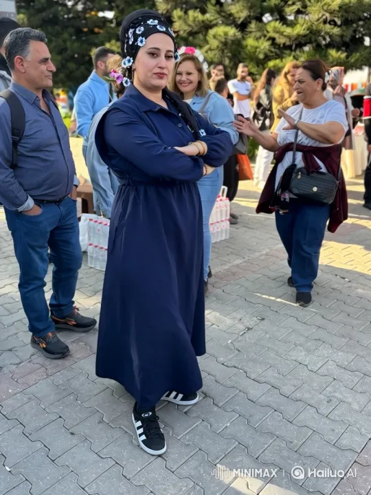 Woman in Navy Dress Detained by Police at Outdoor Gathering – AI Generated Video | Hailuo AI