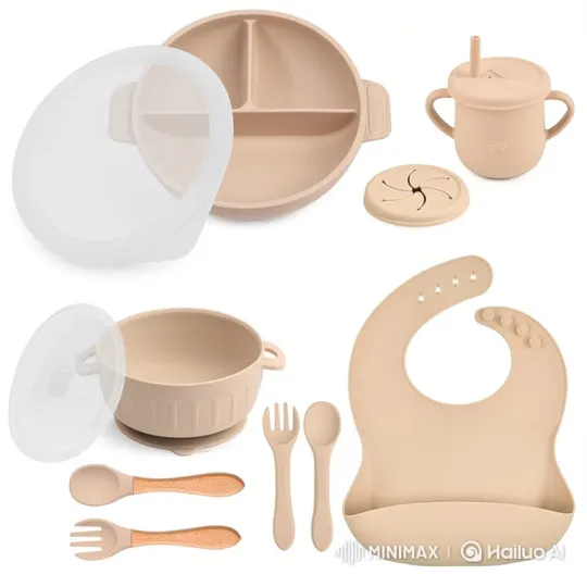 Silicone Baby Feeding Set Display – AI Generated Video | Hailuo AI