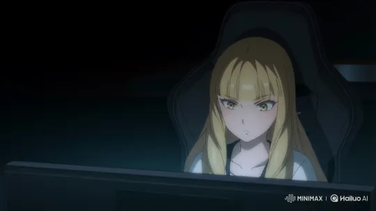 Creepy Smirk of a Gamer Girl in the Dark – AI Generated Video | Hailuo AI