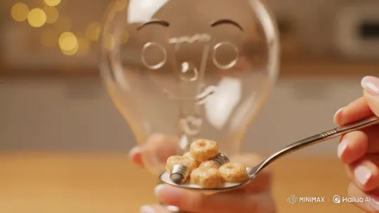 Lightbulb Eats Cereal with Crunchy ASMR Sounds – AI Generated Video | Hailuo AI