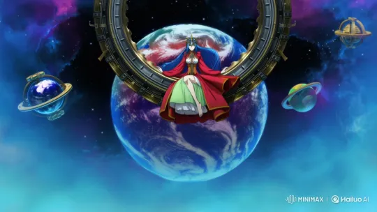Steampunk-Influenced Art Illustration with Cosmic Throne Scene – AI Generated Video | Hailuo AI