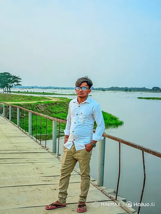 Young Man Reflects on Tranquil Bridge Over Calm Waters – AI Generated Video | Hailuo AI