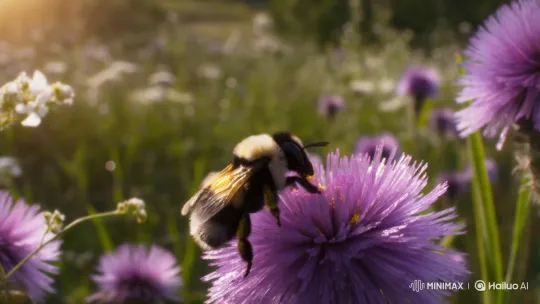 Bumblebee Bbb Nectars in Dreamy Meadow – AI Generated Video | Hailuo AI