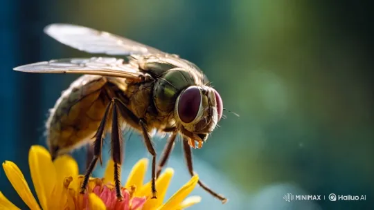 Close-up of a Fly Examining a Flower in Detail – AI Generated Video | Hailuo AI