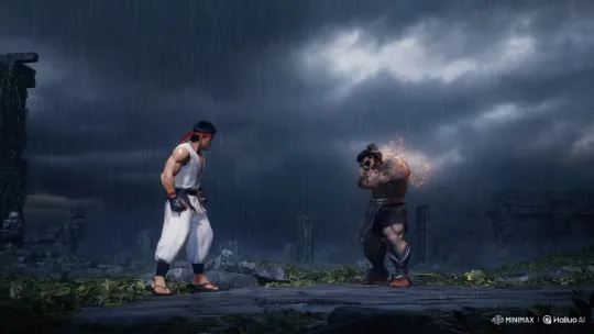 Thunderstorm Temple: Ryu vs. Sagat in Epic Clash – AI Generated Video | Hailuo AI