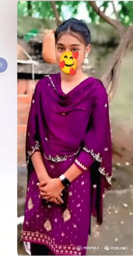 Young Woman in Traditional Purple Outfit with Animated Hearts – AI Generated Video | Hailuo AI