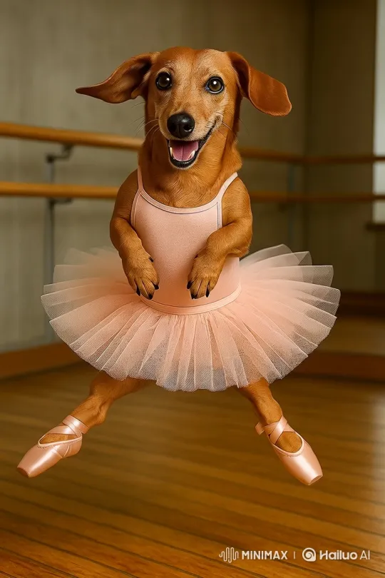 Dachshund Nala's Joyful Ballet Performance – AI Generated Video | Hailuo AI