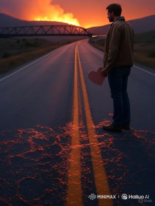 Couple Leaves Past Behind on Desolate Road at Dusk – AI Generated Video | Hailuo AI