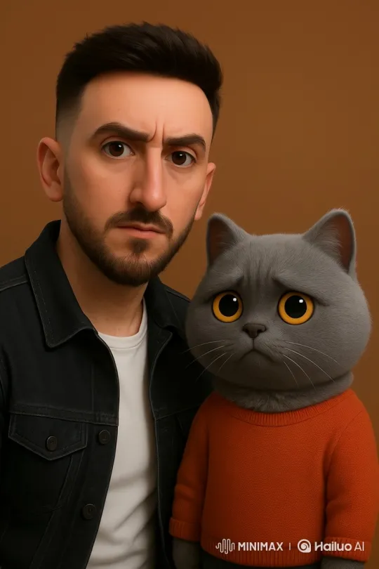 Man and Cat Share a Loving Moment – AI Generated Video | Hailuo AI