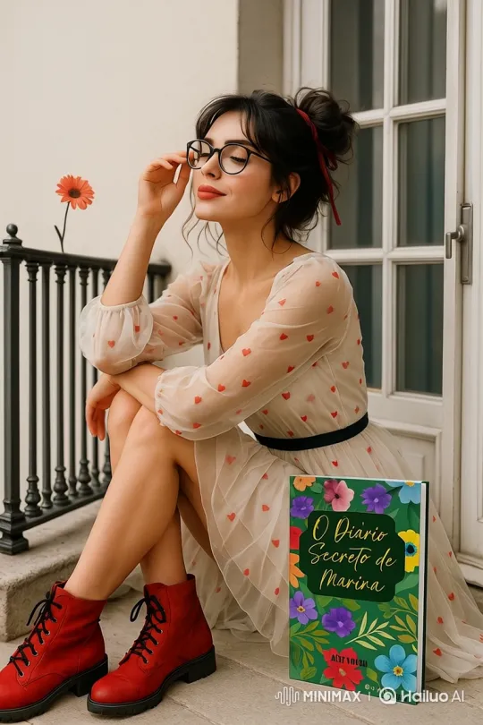 Young Woman Enjoys Book on Stone Steps – AI Generated Video | Hailuo AI