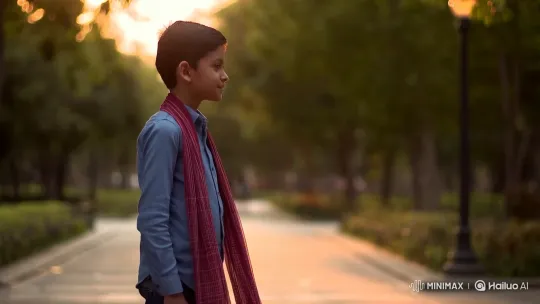 Pakistani Girl and Boy Share a Moment in Golden Hour Park – AI Generated Video | Hailuo AI