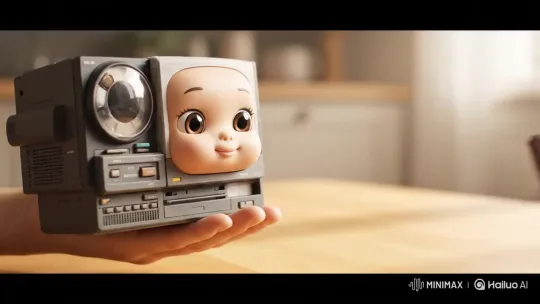 Cute Doll-Faced VCR 'Eats' Chocolate Bar – AI Generated Video | Hailuo AI