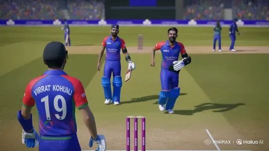 Kohli and Gambhir Celebrate Wicket in Cricket Match – AI Generated Video | Hailuo AI