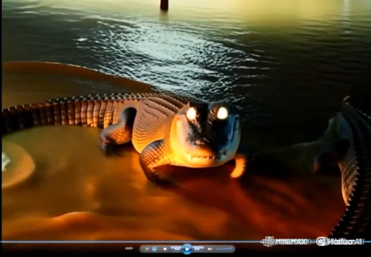 Alligators lead pack through flooded city at night – AI Generated Video | Hailuo AI