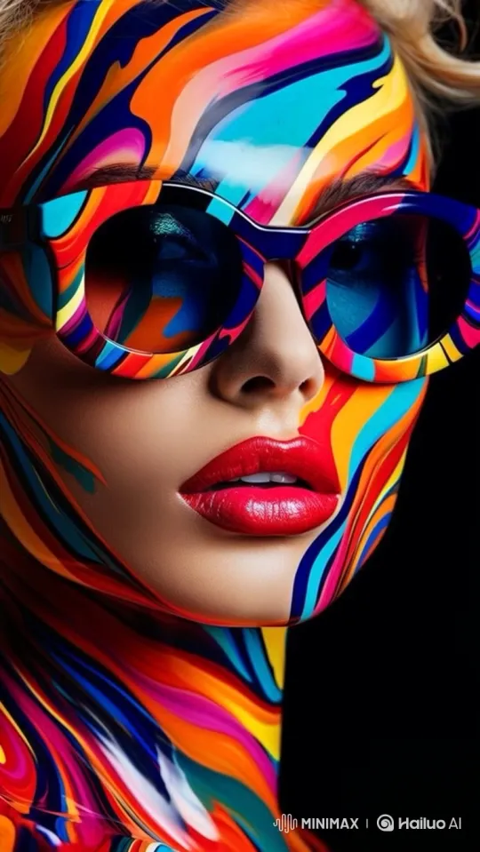 Psychedelic Woman with Animated Painted Face – AI Generated Video | Hailuo AI