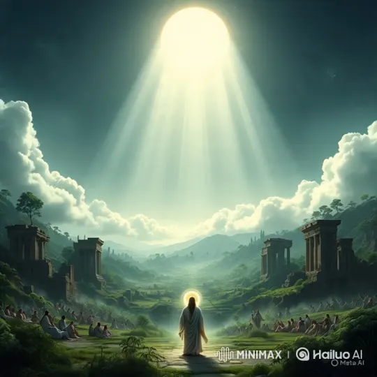 Divine Descent: Celestial Light and Awakened Hope – AI Generated Video | Hailuo AI