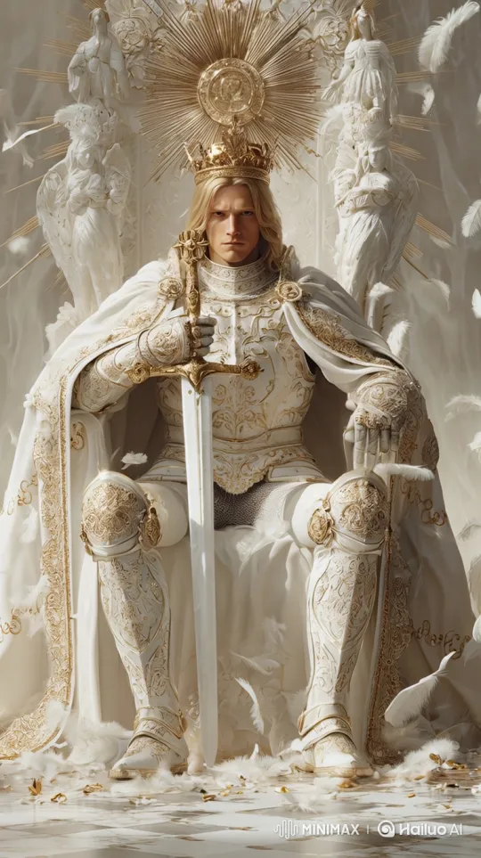 King Arises with Radiant Sword: A Majestic Throne Scene – AI Generated Video | Hailuo AI