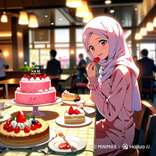 Young Woman Enjoying Strawberry Desserts in a Cozy Restaurant – AI Generated Video | Hailuo AI