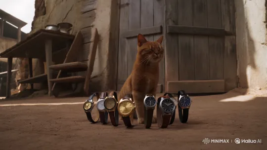 Quaint Village Cat Ghantu's Secret Watch Collection – AI Generated Video | Hailuo AI