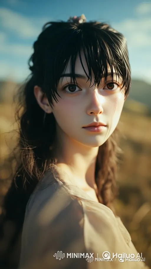 Tranquil Portrait: A Gentle Breeze Captures Serenity – AI Generated Video | Hailuo AI