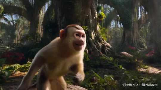 Capuchin Monkey Dances Comically in Lush Jungle – AI Generated Video | Hailuo AI