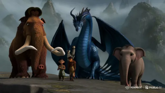 Ancient Mountains: Child & Creatures Witness Dragon's Flight – AI Generated Video | Hailuo AI