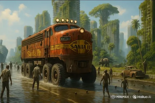 Post-Apocalyptic City: Vehicle Navigates Flooded Streets – AI Generated Video | Hailuo AI