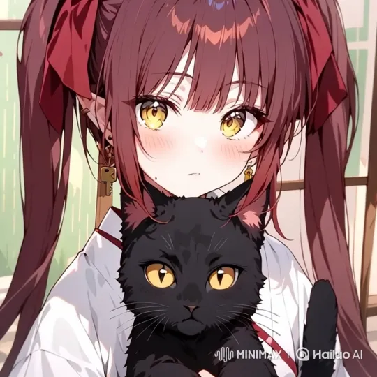 Anime Girl and Cat in Serene Indoor Scene – AI Generated Video | Hailuo AI