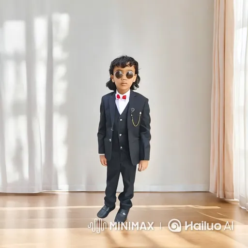 Young Boy in Suit Performs Graceful Descent – AI Generated Video | Hailuo AI