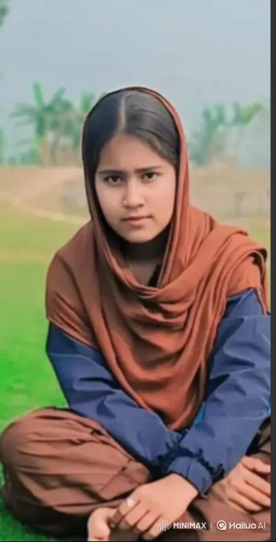 Young Girl in Thoughtful Pose on Verdant Lawn – AI Generated Video | Hailuo AI