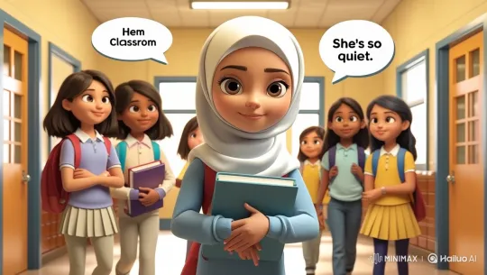 Young Girl Smiles in Bright School Hallway – AI Generated Video | Hailuo AI