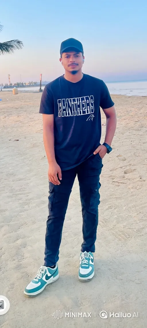 Young Man in 'PANTHERS' Shirt Boards Luxury Car on Beach – AI Generated Video | Hailuo AI