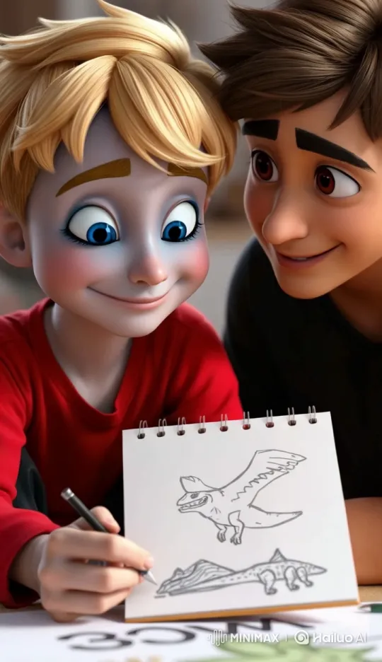 Zayn Sketches Flying Dinosaur with Sam's Support – AI Generated Video | Hailuo AI