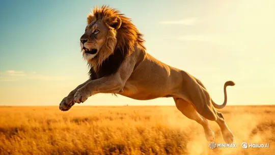 Woman and Lion: A Bond in the Savanna – AI Generated Video | Hailuo AI