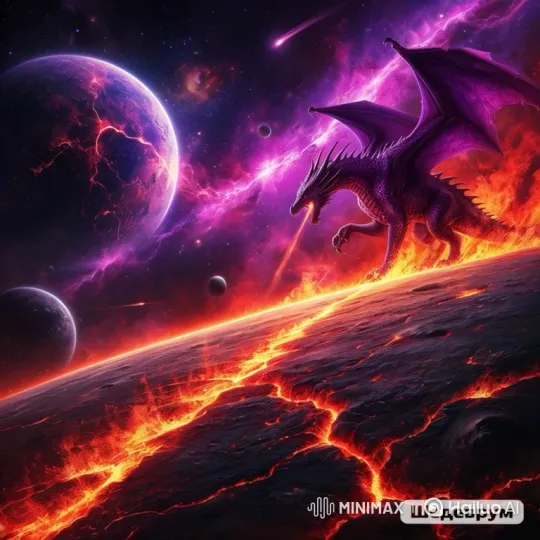Dragon Unleashes Fiery Breath on Cracked Planet in Space Fantasy – AI Generated Video | Hailuo AI
