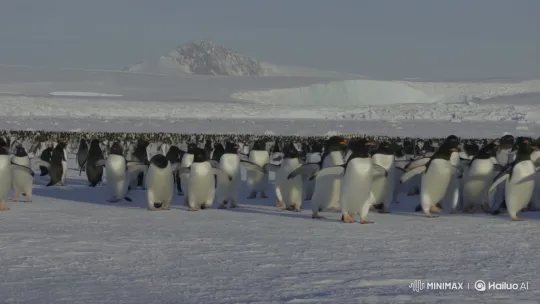 Penguins Dance Collectively on Antarctic Snow – AI Generated Video | Hailuo AI
