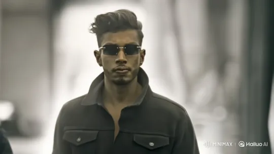 Stylish Man in Urban Slow Motion with Soft Halo – AI Generated Video | Hailuo AI