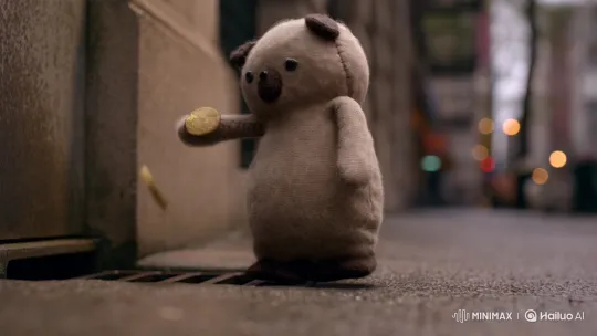 Chance Plushie's Tearful Coin Loss on City Street – AI Generated Video | Hailuo AI