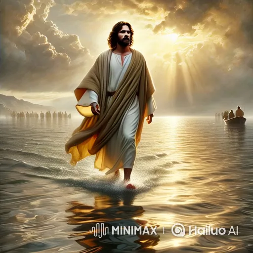 Man Walks on Water, Meets Camera's Gaze – AI Generated Video | Hailuo AI