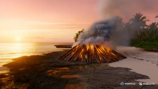 Seychelles Beach Sunset with Burning Sandalwood Aroma – AI Generated Video | Hailuo AI